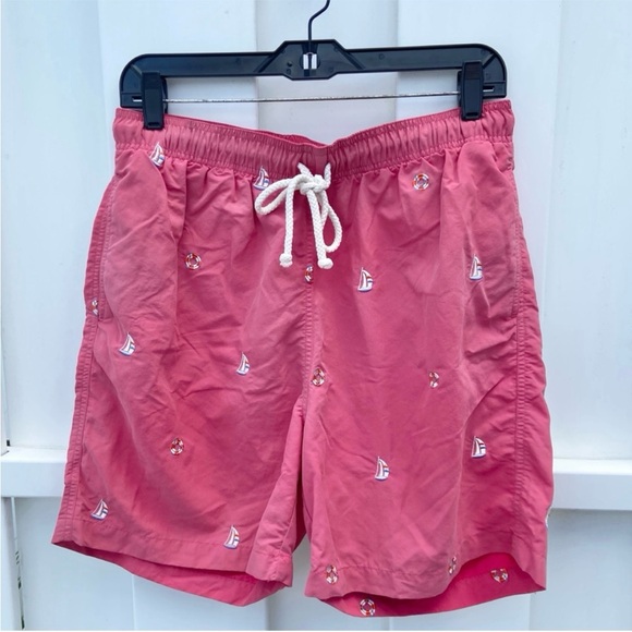 J. McLaughlin Other - J. McLaughlin Men’s Sailboat & Buoy Swim Trunks Size Medium Vintage Wash Red